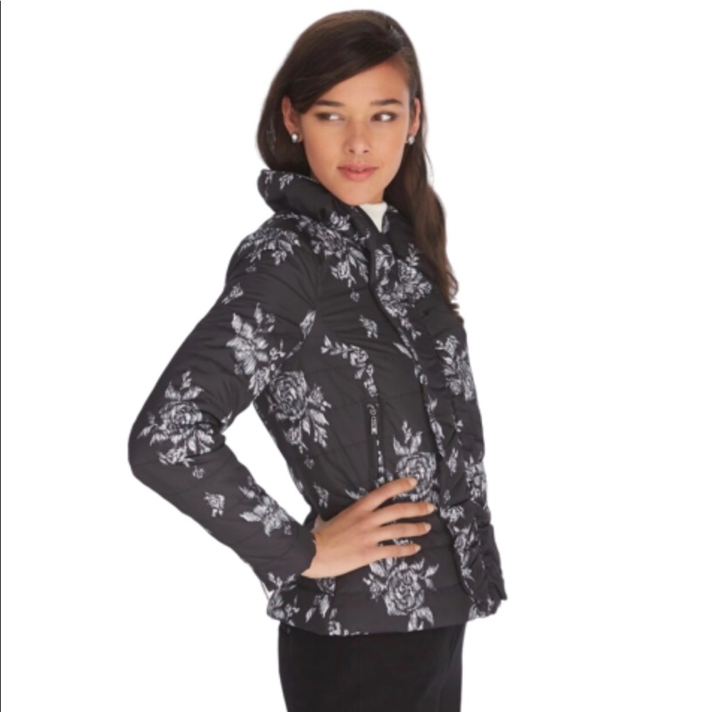 NEW White House Black Market Floral Puffer Jacket
